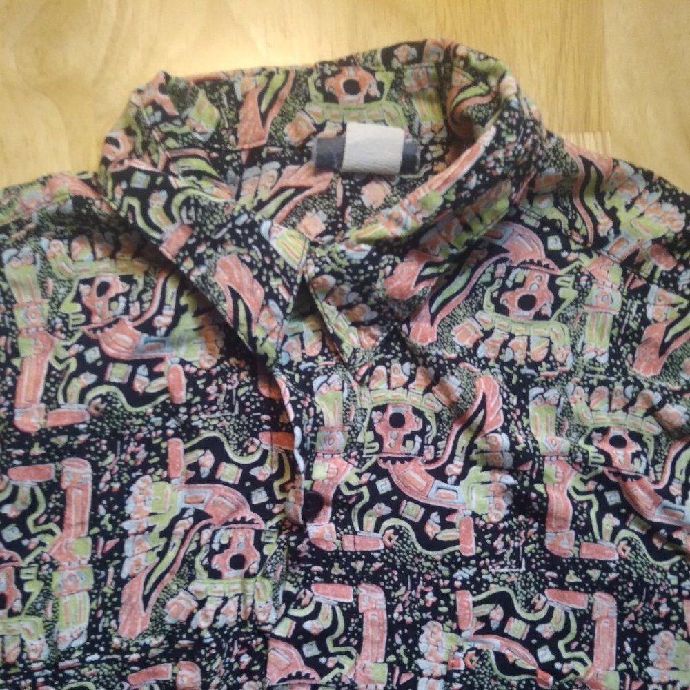 Vintage Max's Of Italy Tribal Aztec Maya Inca Figure Hawaiian Shirt